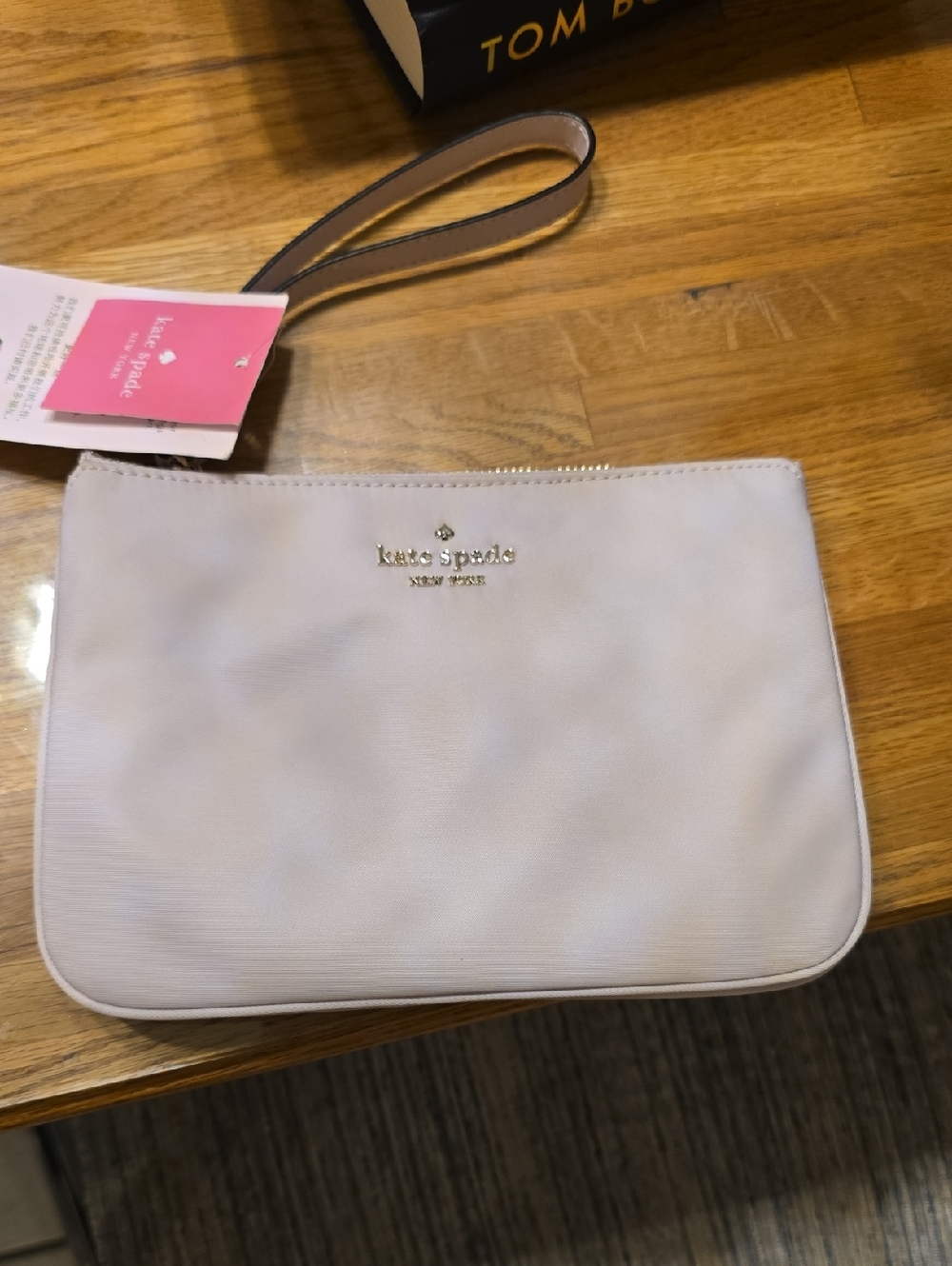 kate spade Pale Pink Zip Wristlet with Gold Logo